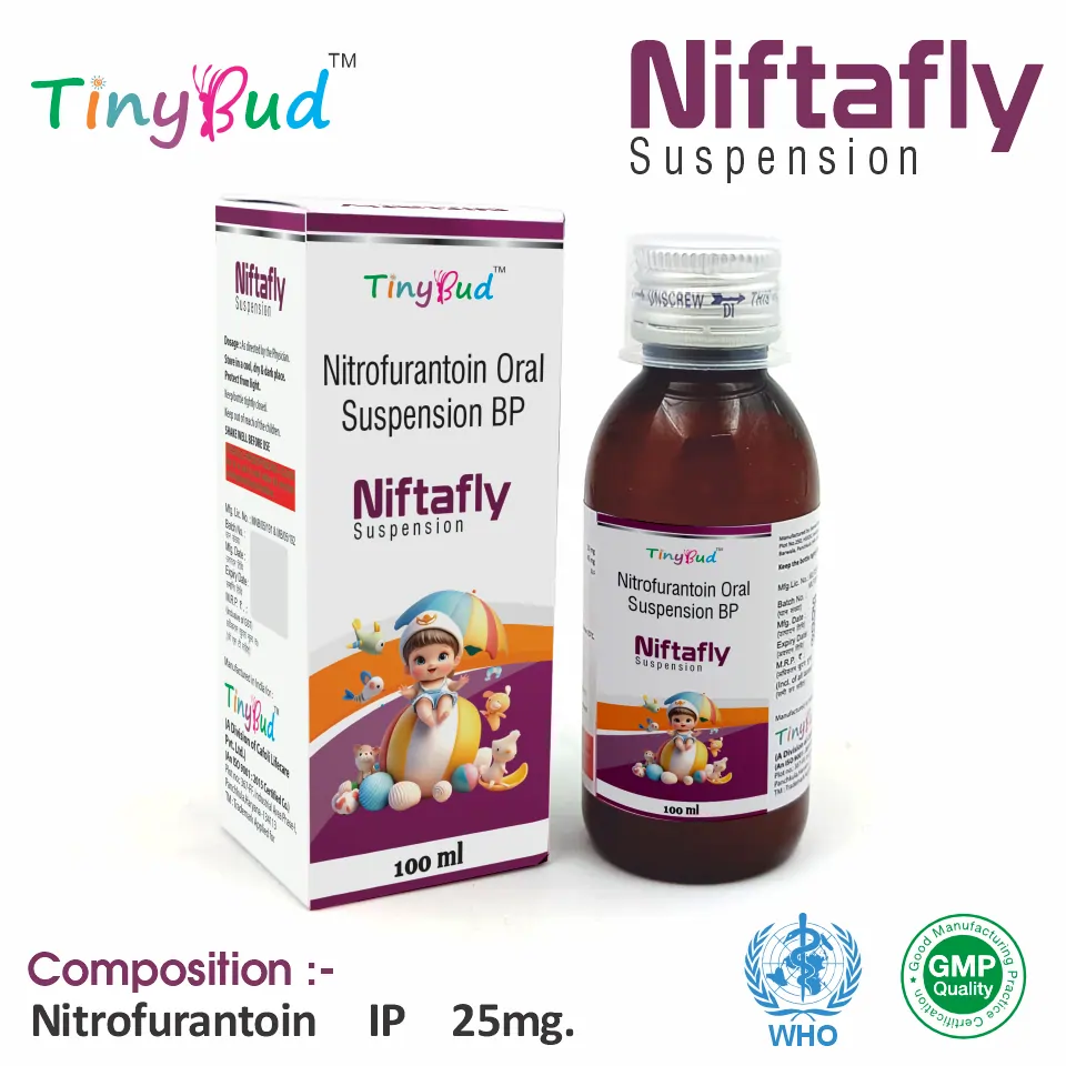 Nitrofurantoin (25mg/5ml) Suspension at the best price in PCD Pharma Franchise for Antibiotic, Urinary Tract Infection Treatment.